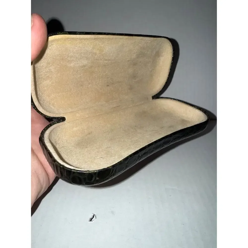 Vintage Reptile Like Skin Green Leather Women Fashion Sunglass Sunglasses Case